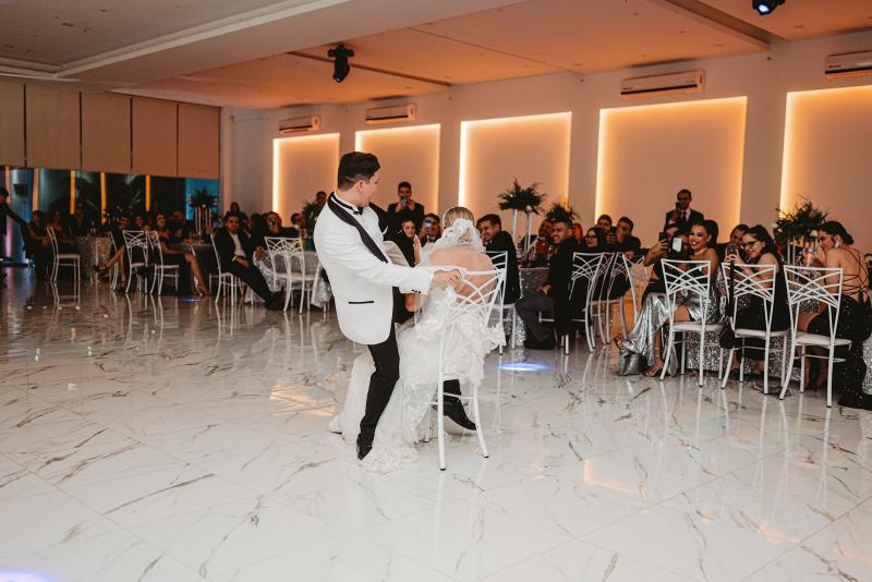 Couple sharing their first dance at a wedding reception